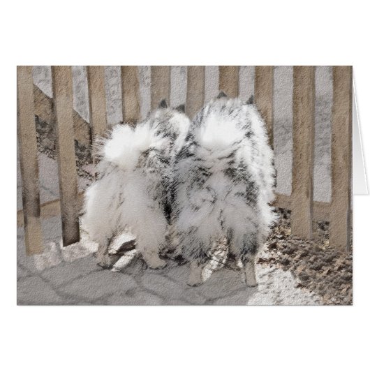 Keeshonds at Gate Painting - Original Dog Art (Vorderseite (Horizontal))