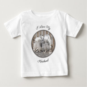 Keeshonds at Gate Painting - Original Dog Art Baby T-shirt
