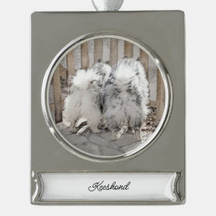 Keeshonds at Gate Painting - Original Dog Art Banner-Ornament Silber