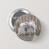 Keeshonds at Gate Painting - Original Dog Art Button (Vorne & Hinten)