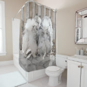 Keeshonds at Gate Painting - Original Dog Art Duschvorhang (Beispiel)