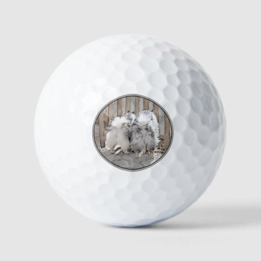 Keeshonds at Gate Painting - Original Dog Art Golfball (Vorderseite)