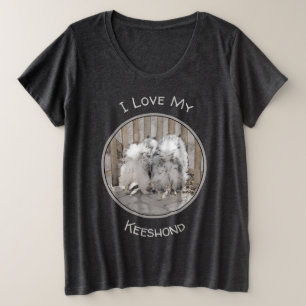 Keeshonds at Gate Painting - Original Dog Art Große Größe T-Shirt