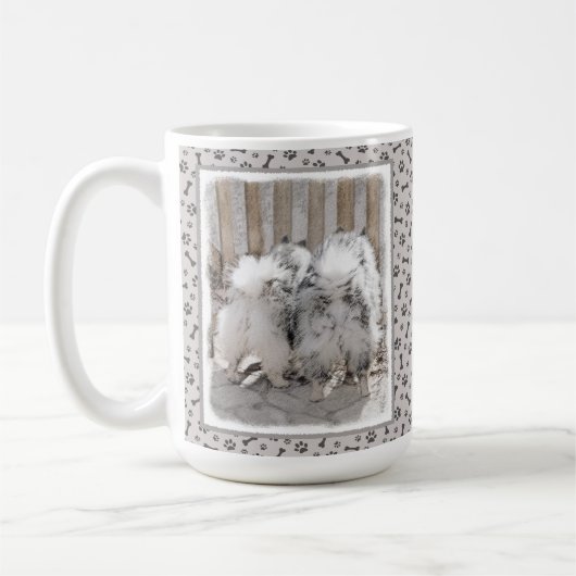 Keeshonds at Gate Painting - Original Dog Art Kaffeetasse (Links)