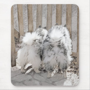 Keeshonds at Gate Painting - Original Dog Art Mousepad