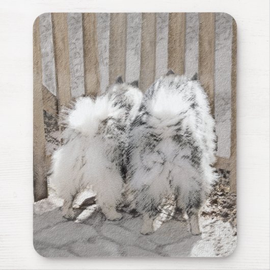 Keeshonds at Gate Painting - Original Dog Art Mousepad (Vorne)