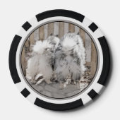 Keeshonds at Gate Painting - Original Dog Art Pokerchips (Rückseite)