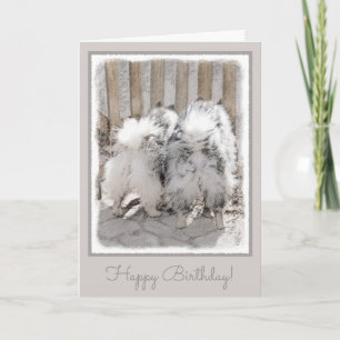 Keeshonds at the Gate Painting - Original Dog Art Karte