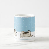 Keesies im Schnee | Keeshonden Winterurlaub Kaffeetasse (Mittel)