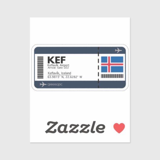 KEF Keflavik Boarding Pass - Island Ticket Aufkleber (Blatt)