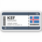 KEF Keflavik Boarding Pass - Island Ticket Aufkleber (Vorderseite)