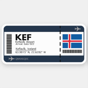 KEF Keflavik Boarding Pass - Island Ticket Aufkleber
