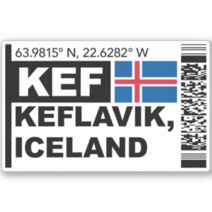 KEF Keflavik Bordkarte - Island Reise Aufkleber