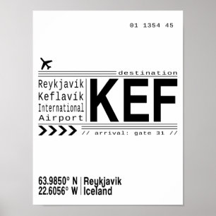 KEF Reykjavik, isländisches Plakatdruck Poster