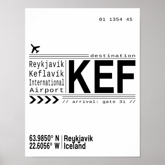 KEF Reykjavik, isländisches Plakatdruck Poster (Vorne)