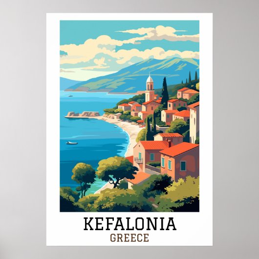 Kefalonia Greece Retro Vintage Travel Poster (Vorne)
