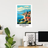 Kefalonia Greece Retro Vintage Travel Poster (Heimbüro)