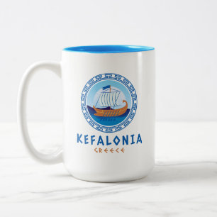 Kefalonia, Griechenland Griechisches Schiff Design Zweifarbige Tasse