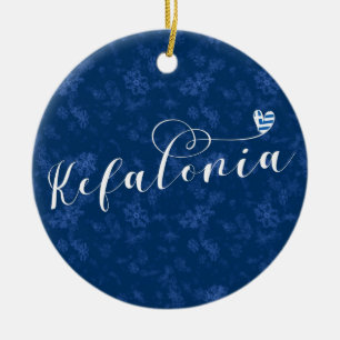 Kefalonia Heart Flag, Cephalonia, griechische Inse Keramik Ornament