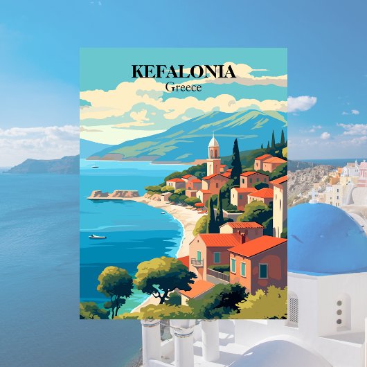 Kefalonia, Illustration Griechenland Postkarte