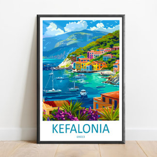 Kefalonia Travel Print Wall Art Kefalonia Greece  Poster