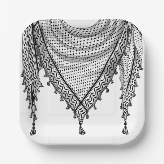 Keffiyeh palästinensischer Scarf Traditionelles Ge Pappteller (Vorderseite)