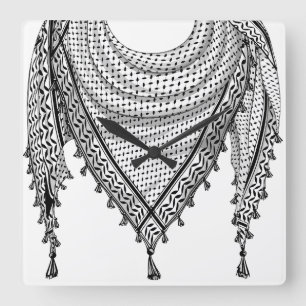 Keffiyeh palästinensischer Scarf Traditionelles Ge Quadratische Wanduhr