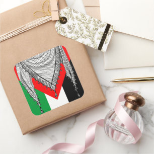 Keffiyeh palästinensischer Scarf Traditionelles Ge Quadratischer Aufkleber