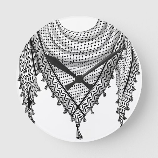 Keffiyeh palästinensischer Scarf Traditionelles Ge Runde Wanduhr (Vorderseite)