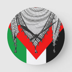Keffiyeh palästinensischer Scarf Traditionelles Ge Runde Wanduhr