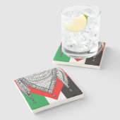 Keffiyeh palästinensischer Scarf Traditionelles Ge Steinuntersetzer (Seitenansicht)