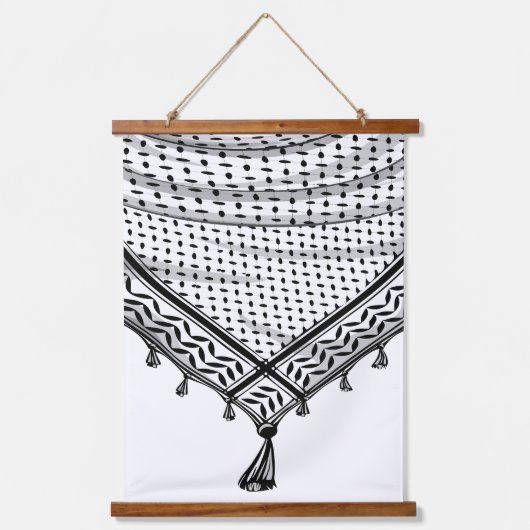 Keffiyeh palästinensischer Scarf Traditionelles Ge Wandteppich Mit Holzrahmen (Vorderseite)