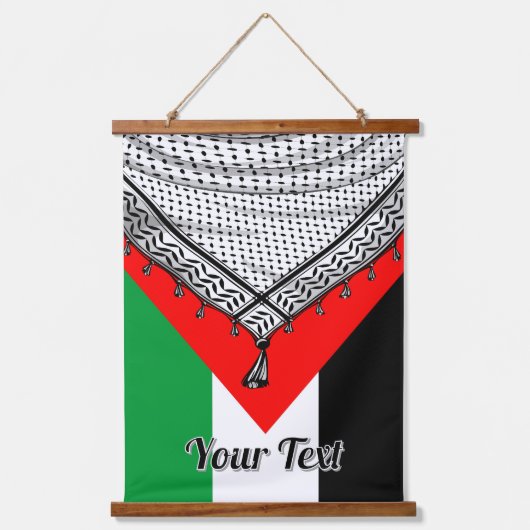 Keffiyeh palästinensischer Scarf Traditionelles Ge Wandteppich Mit Holzrahmen (Vorderseite)