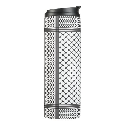 Keffiyeh Palestine Black Pattern Thermosbecher (Nach links gedreht)