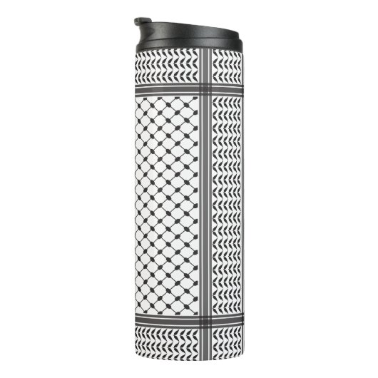 Keffiyeh Palestine Black Pattern Thermosbecher (Nach rechts gedreht)
