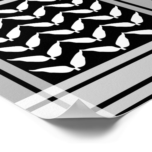 Keffiyeh Palestine Pattern White Poster (Ecke)