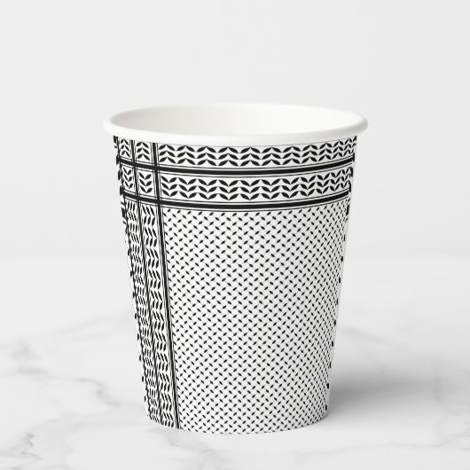 Keffiyeh-Symbol des palästinensischen Widerstandsm Pappbecher (Rückseite)