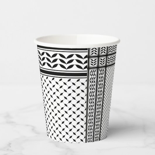 Keffiyeh-Symbol des palästinensischen Widerstandsm Pappbecher (Links)