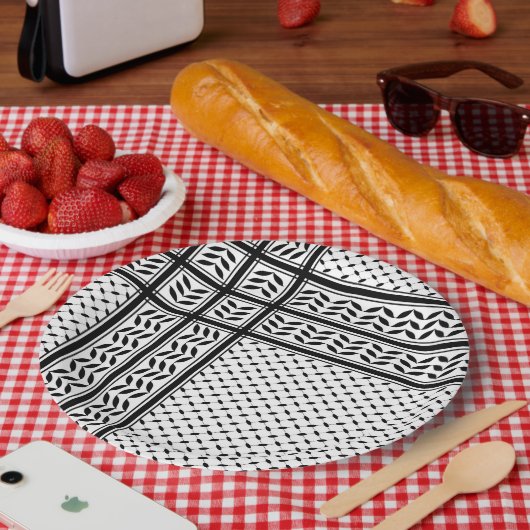 Keffiyeh-Symbol des palästinensischen Widerstandsm Pappteller (Picknick)