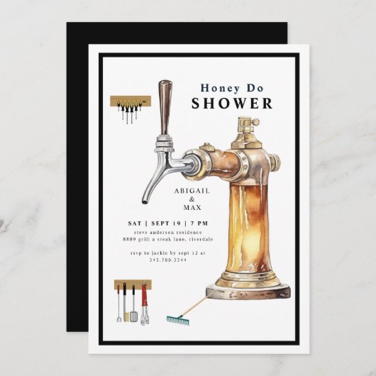 Keg Honey Do Paares Polterabend II Einladung (Vorne/Hinten)