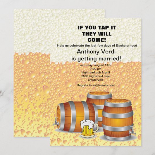 Keg-Party Einladung (Vorne/Hinten)