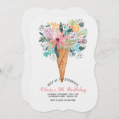 Kegel mit Blumen-Einladung Einladung (Vorne/Hinten)