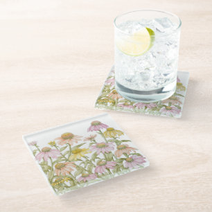 Kegelblumen-Aquarell-Botanik-Kunst Glasuntersetzer