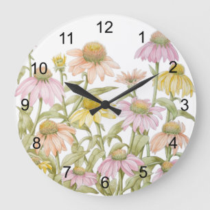 Kegelblumen-Aquarell-Botanik-Kunst Große Wanduhr