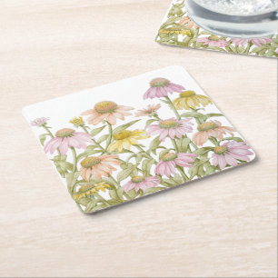Kegelblumen-Aquarell-Botanik-Kunst Rechteckiger Pappuntersetzer