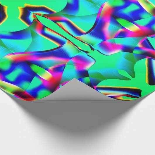 Kegelförmige, bunte Formen und grüner Hintergrund Geschenkpapier (Ecke)