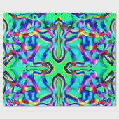 Kegelförmige, bunte Formen und grüner Hintergrund Geschenkpapier (Flach)