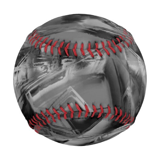 Kegelförmige Quadrate, schwarz-graue Pinselstriche Baseball (Rückseite)