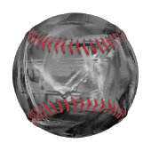 Kegelförmige Quadrate, schwarz-graue Pinselstriche Baseball (Vorderseite)