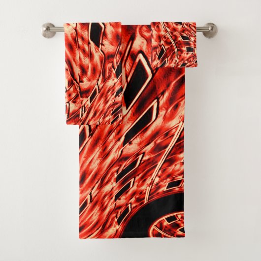 Kegelförmige Quadrate spiegeln sich im Korallenbil Badhandtuch Set (Insitu)